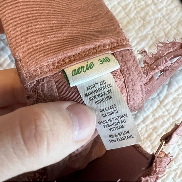 ✨ Aerie Floral Lace Real Power Balconette Lightly Lined Bra Dusty Pink 34D - Picture 5 of 6